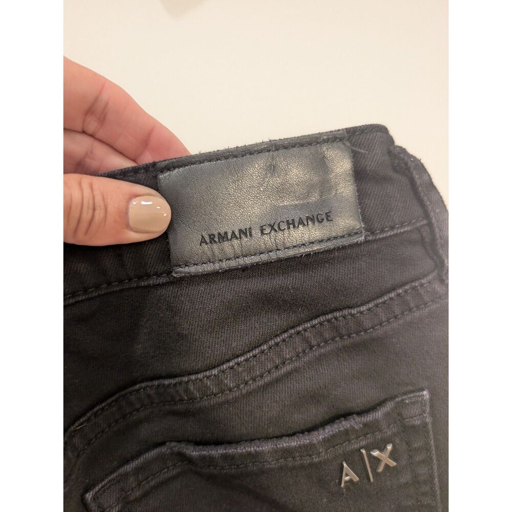 Armani Exchange Black Cropped Skinny Jeans Stretch Denim Size 26
